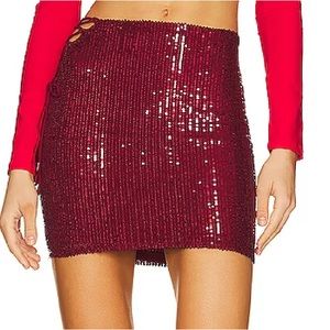 Superdown Red Sequin Skirt Small